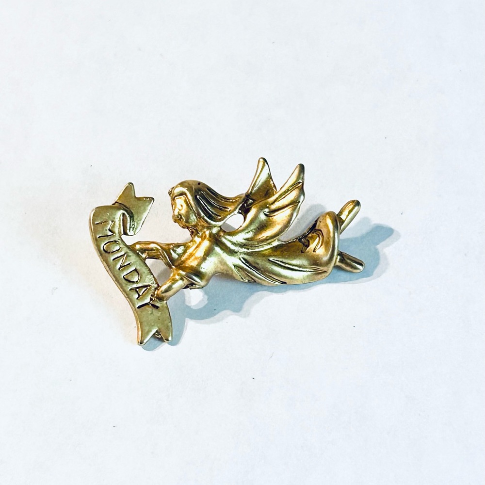 Two Sisters Monday Gold Angel Brooch